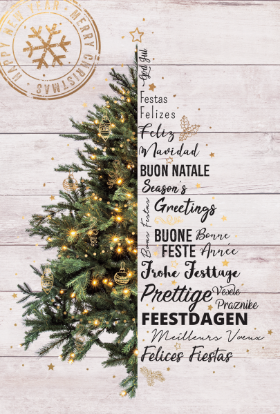 Weihnachtskarte "Weihnachtsbaum auf Holz"